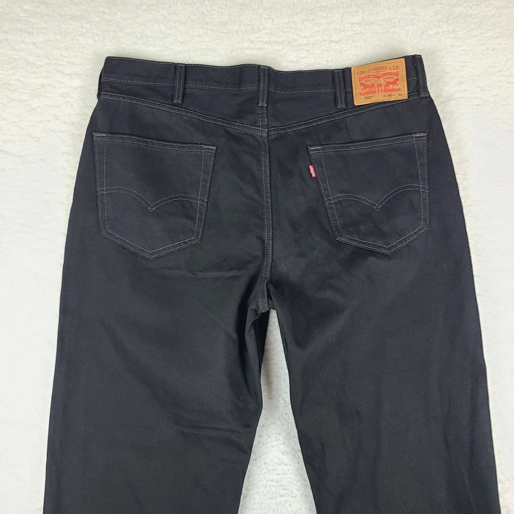 Levi's 550 Jeans Mens 40x34 Black Wash Relaxed Fit Straight Leg Cotton Denim